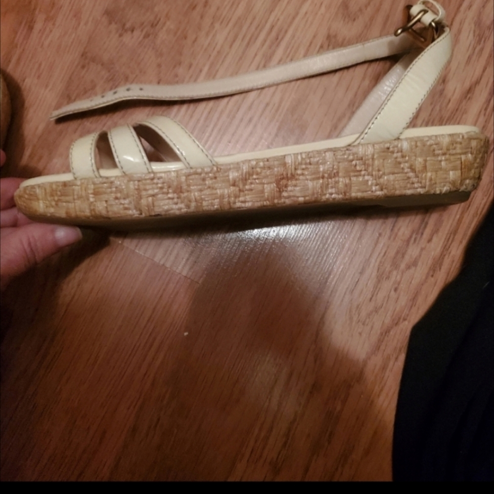 Prada Off White Ankle Strap Low Wedge Sandals - Picture 4 of 7